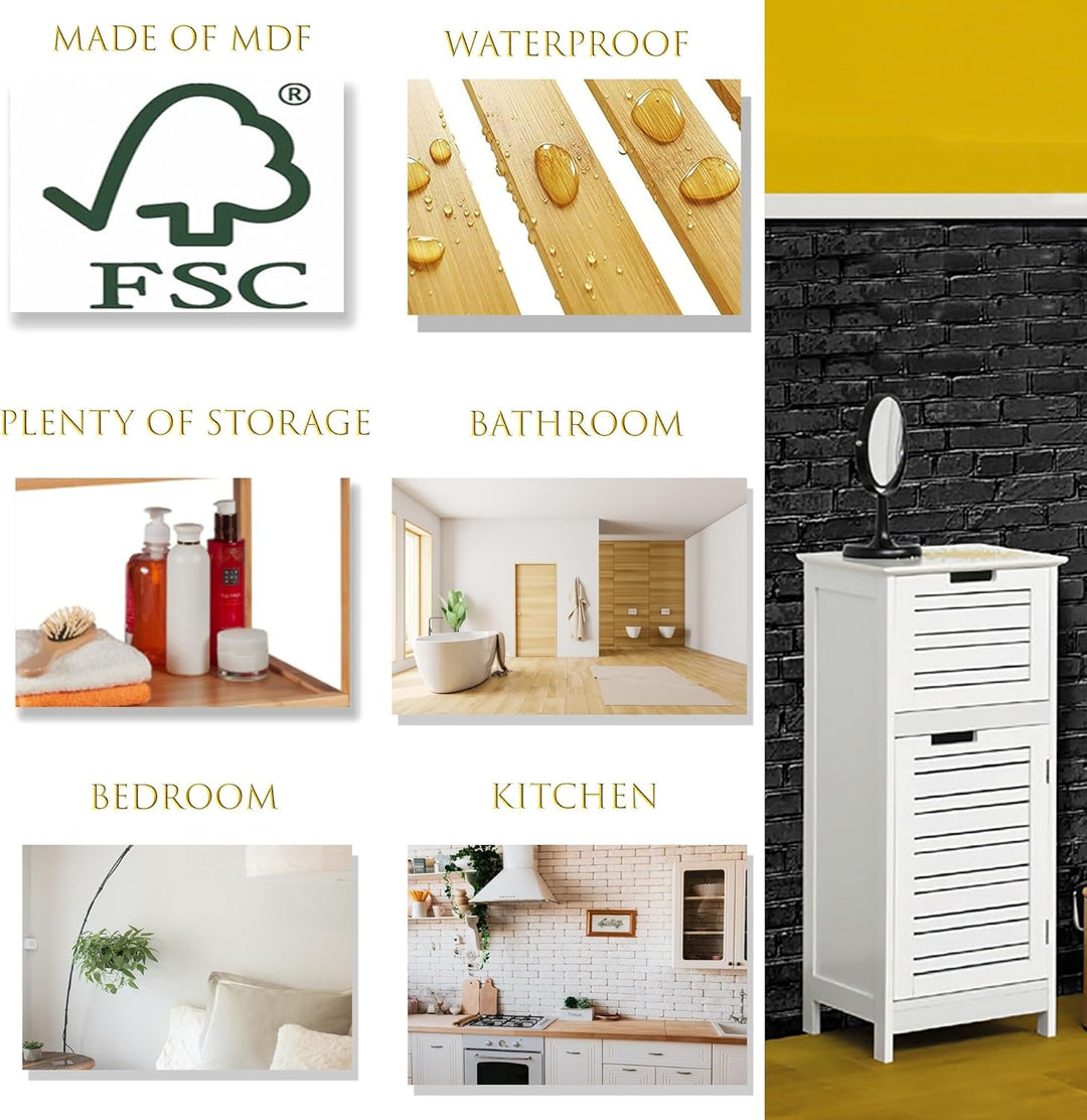 EVIDECO 9902300 Badezimmer-Unterschrank Miami Weiss, 8,6 cm H x 36,4 cm L