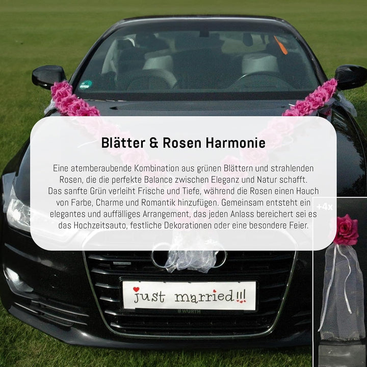Rosen Girlande Braut Paar Rose Deko Dekoration Autoschmuck Hochzeit Car Auto Wedding ®Auto-schmuck D