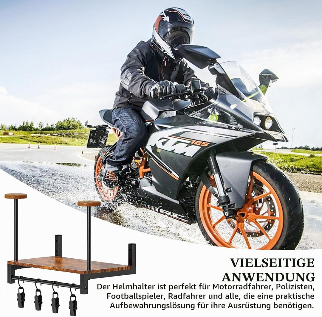 Motorradhelm Wandhalterung, Helmhalterung Wand Motorrad Baseball Helmhalter für 2 Helme Huthalterung