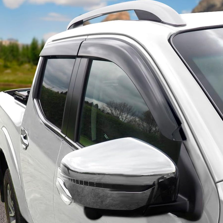 JHCHAN Windabweiser Regenabweiser für Nissan Navara NP300 D23 2015-2022 Doppelkabine Rauch Schwarz R