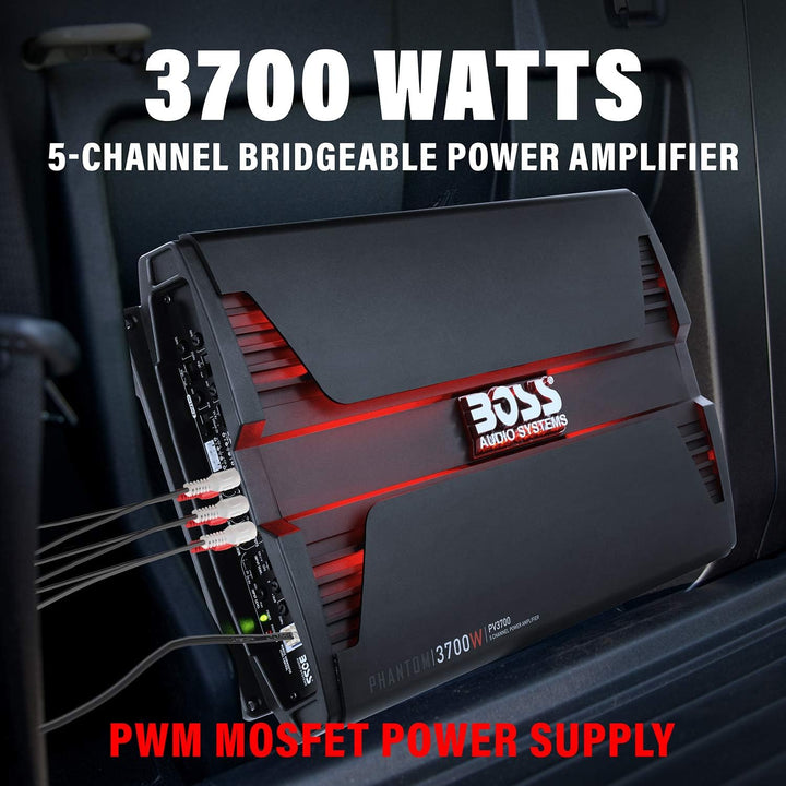 Boss Audio PV3700 Boss PHANTOM 3700 Watts 5Channel Power Amplifier Remote Subwoofer Level Control 37