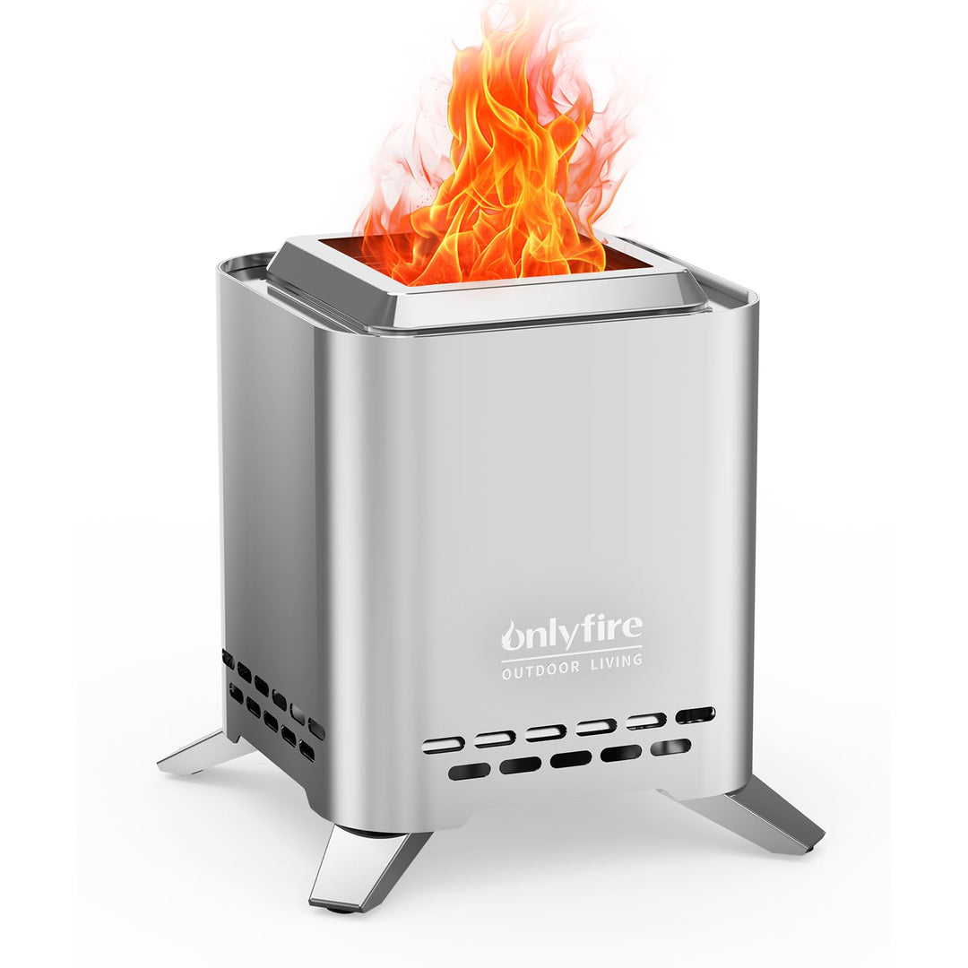Onlyfire 2-in-1 Quadratische Raucharmes Tischkamin mit Topfhalter und Tragetasche, Tischfeuerstelle