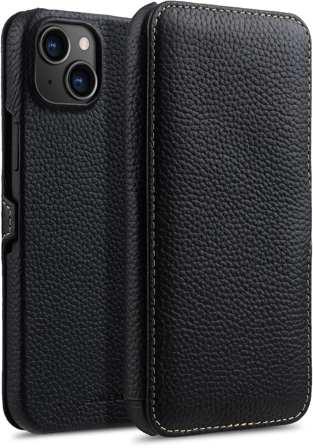 STILGUT Book Case kompatibel mit iPhone 14 Plus (6.7") Hülle aus Leder mit Clip-Verschluss, Klapphül