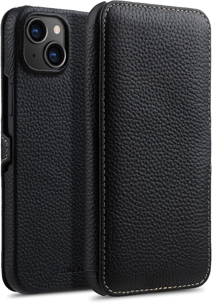 STILGUT Book Case kompatibel mit iPhone 14 Plus (6.7") Hülle aus Leder mit Clip-Verschluss, Klapphül