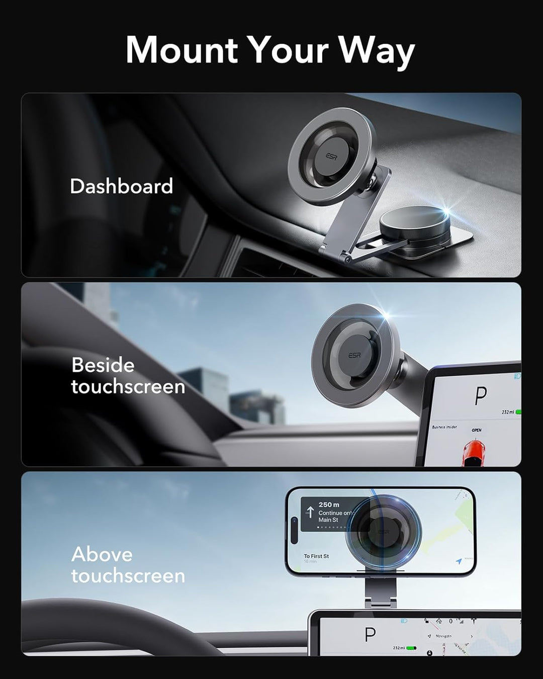 ESR Handyhalterung Auto für Magsafe Autohalterung, Armaturenbrett Und Tesla Touchscreen Magnet KFZ T
