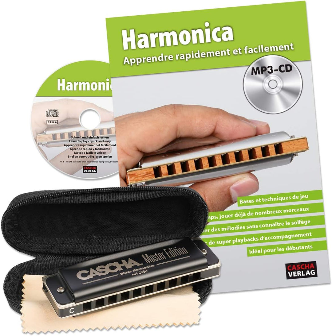 CASCHA Mundharmonika Lern-Set inklusive hochwertiger Harmonika in C-Dur diatonisch, Französischer Ei
