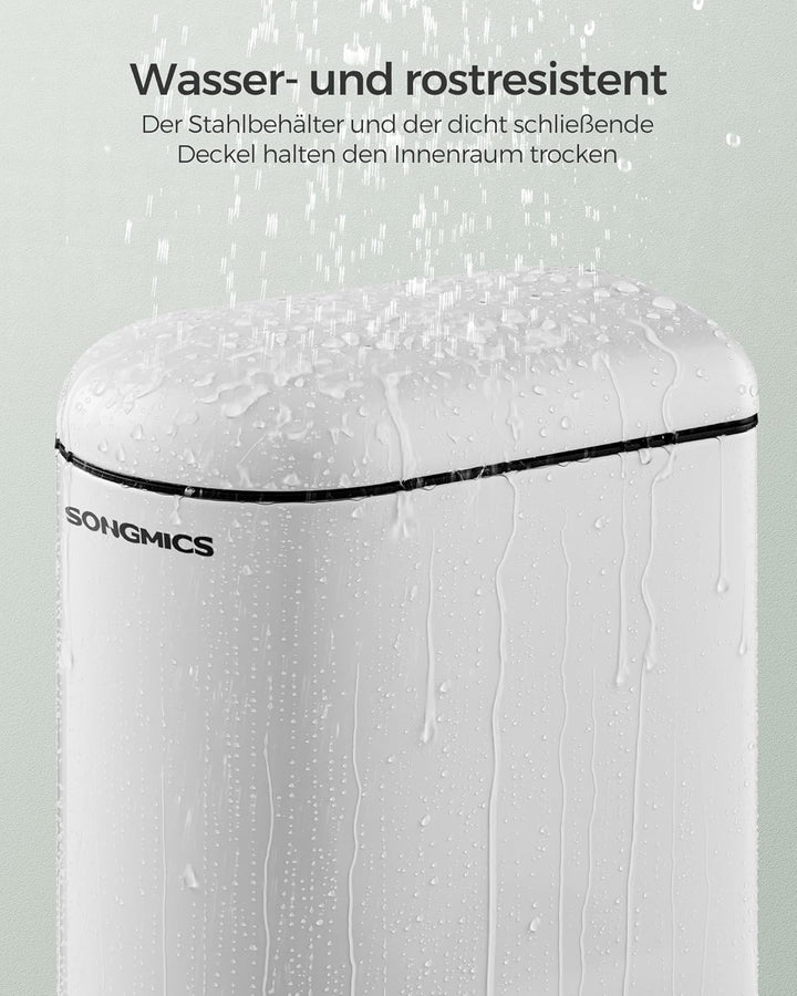 SONGMICS Abfalleimer für Badezimmer, 10 l, klein, Deckel, Treteimer für Toilette, kompakt, kleiner R