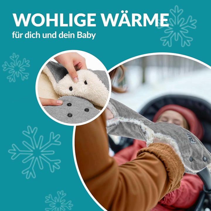 MONZANA® Baby Fusssack für Kinderwagen mit Handwärmer Winter Reflektoren Reissverschluss Tasche Wasc