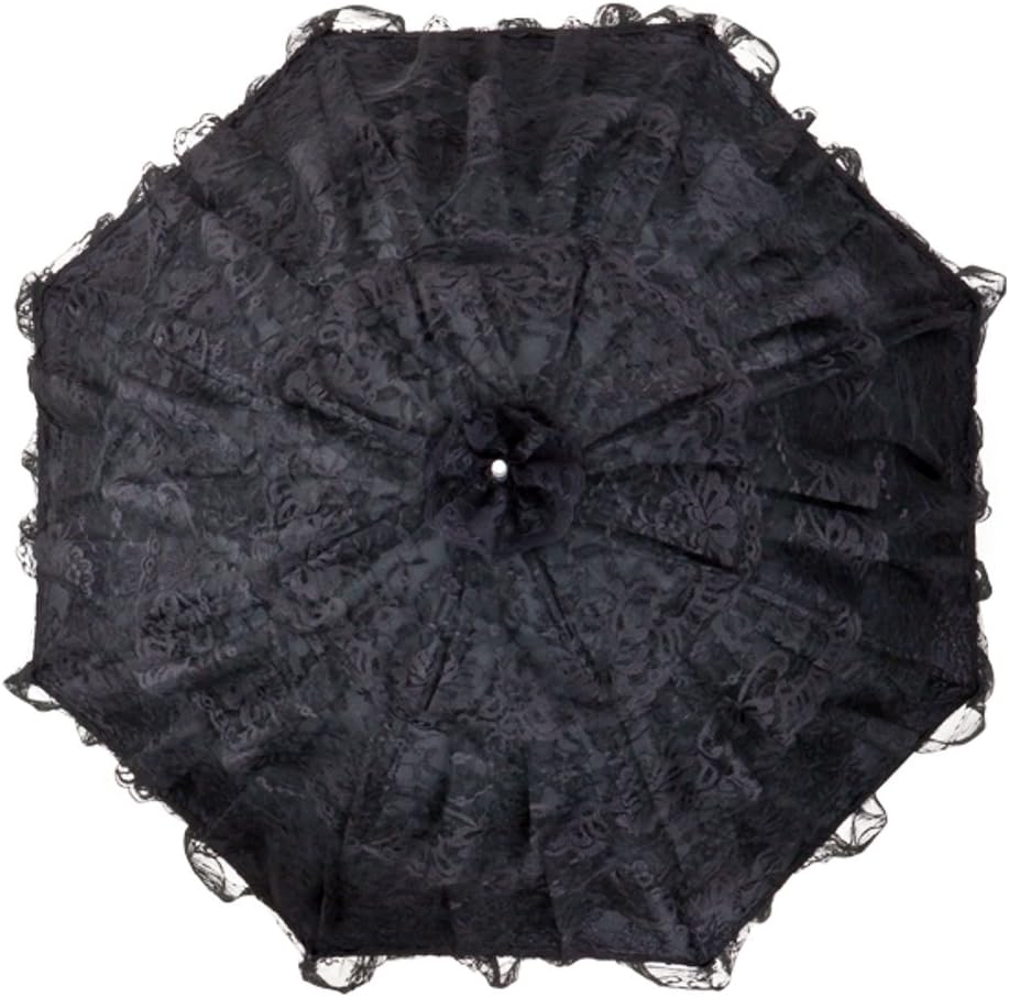 VON LILIENFELD Regenschirm Damen Sonnenschirm Brautschirm Hochzeitsschirm Melissa schwarz Rüschen