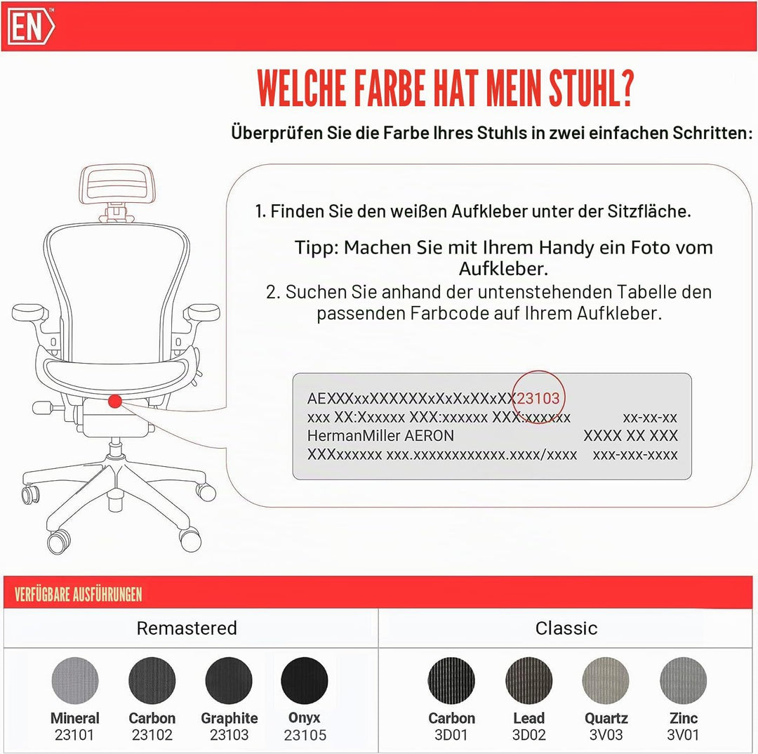 Engineered Now Kopfstütze für klassischen Herman Miller Aeron h3 für Remastered Kohlenstoff, h3 für