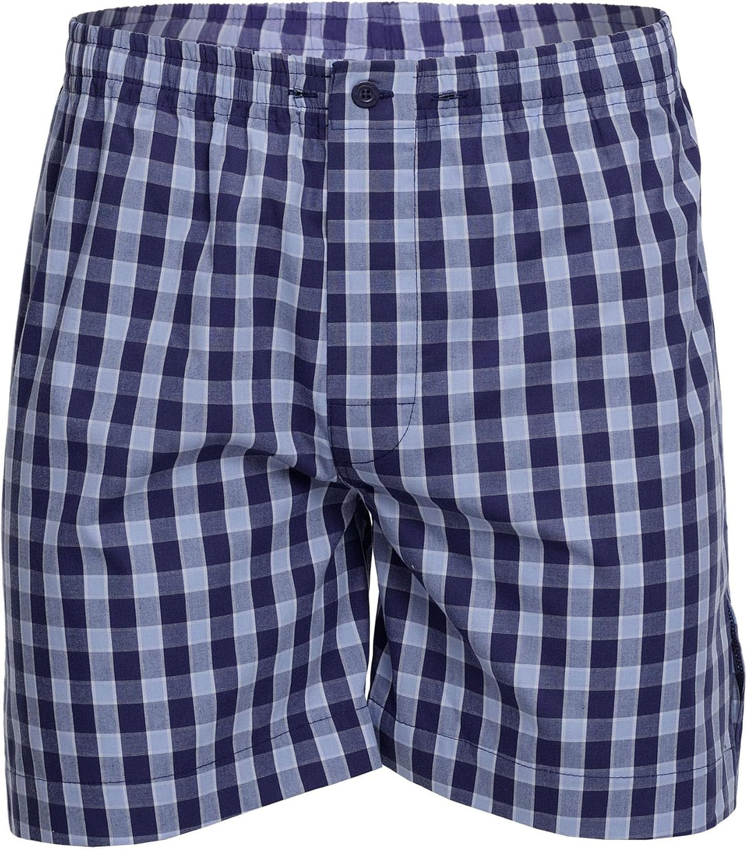 Revise RE-950 Kurzer Herrenpyjama - Schlafanzug für Herren - Pyjama – 100% Baumwolle, Blau Kariert