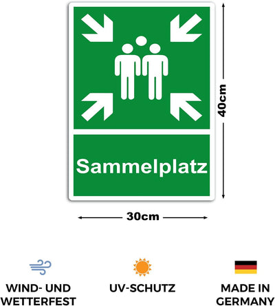 3 Stück XXL Sammelplatz Schild 30 x 40 cm aus stabiler PVC Hartschaumplatte 5 mm Sammelstelle Sammel