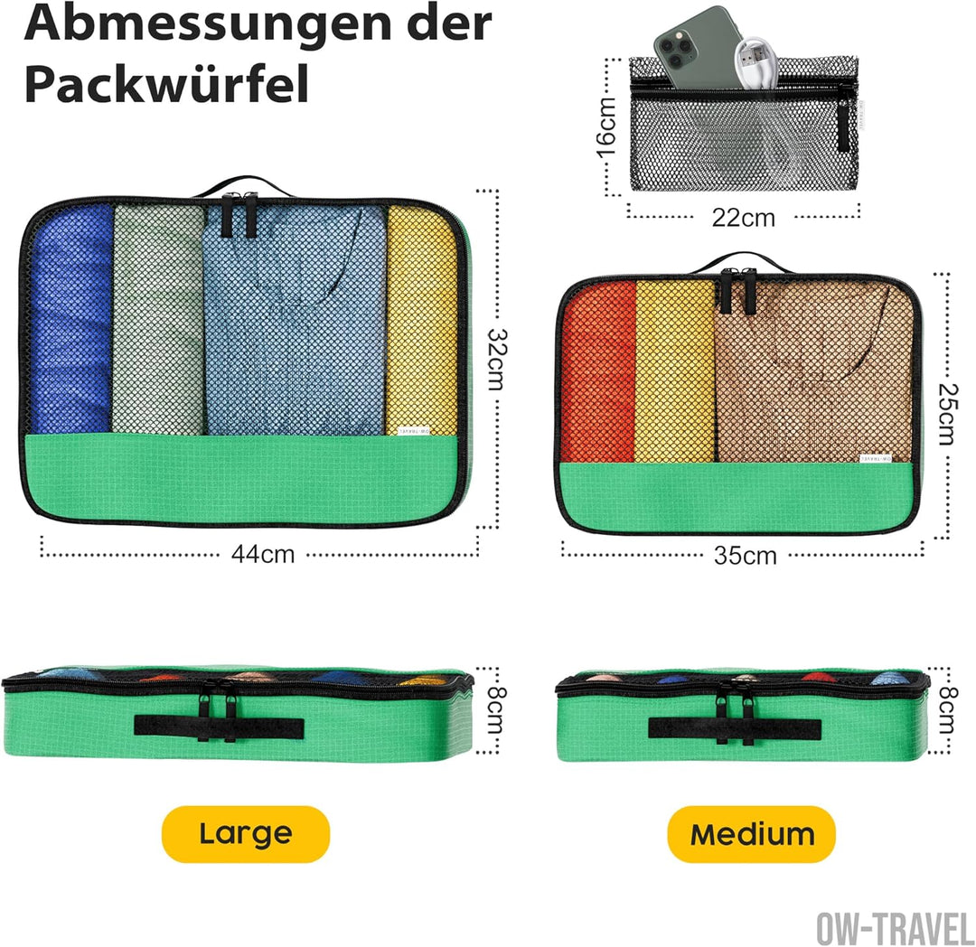 OW-Travel Einfach zu Organisierende Packtaschen für Koffer. Kleiderlagerung mit Reisewürfeln ein Kle