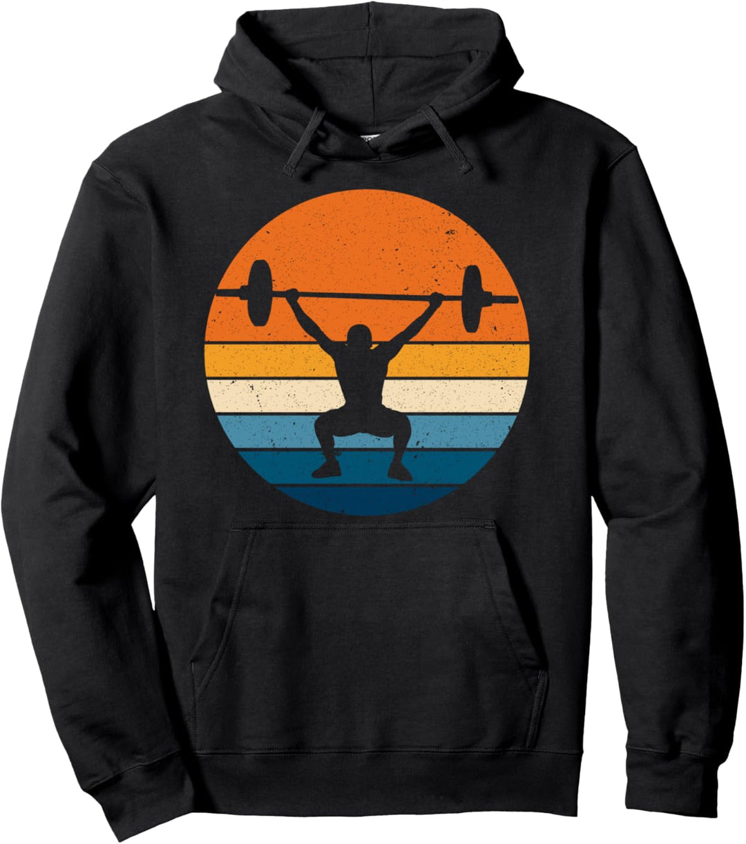 Gewichtheber Sport Retro Vintage Sunset Weightlifter Pullover Hoodie