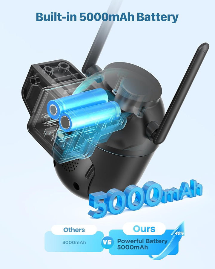 Überwachungskamera Aussen Akku und Solar: 2K WLAN Kamera Outdoor Kabellos - 360° PTZ Aussenkamera mi