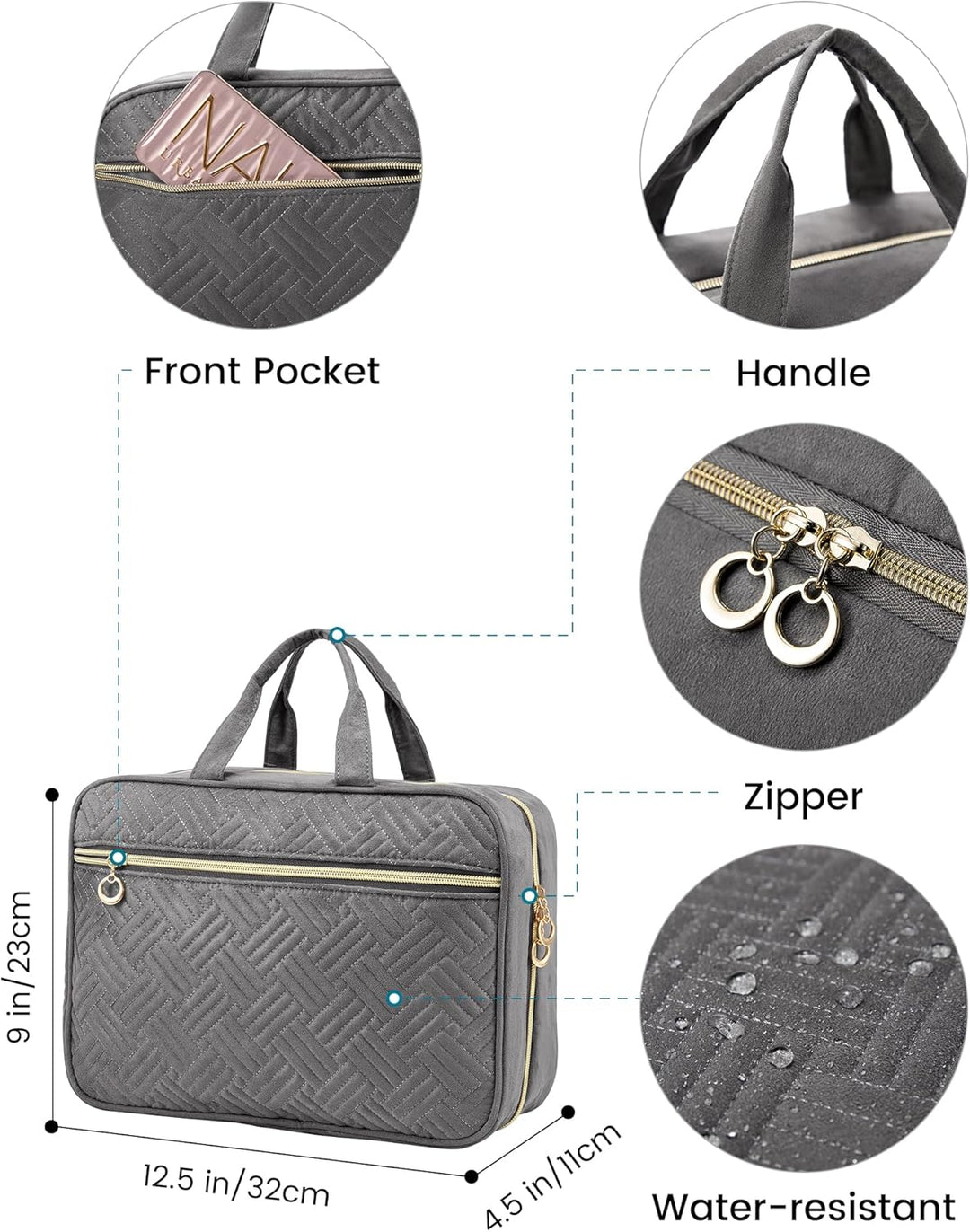 Kulturbeutel zum Aufhängen, LOVEVOOK Wasserdicht Kulturtasche Damen, Faltbare Kosmetiktasche mit 360
