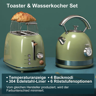 Wiltal toaster wasserkocher set, frühstücksset toaster wasserkocher, Wasserkocher aus Edelstahl, 220