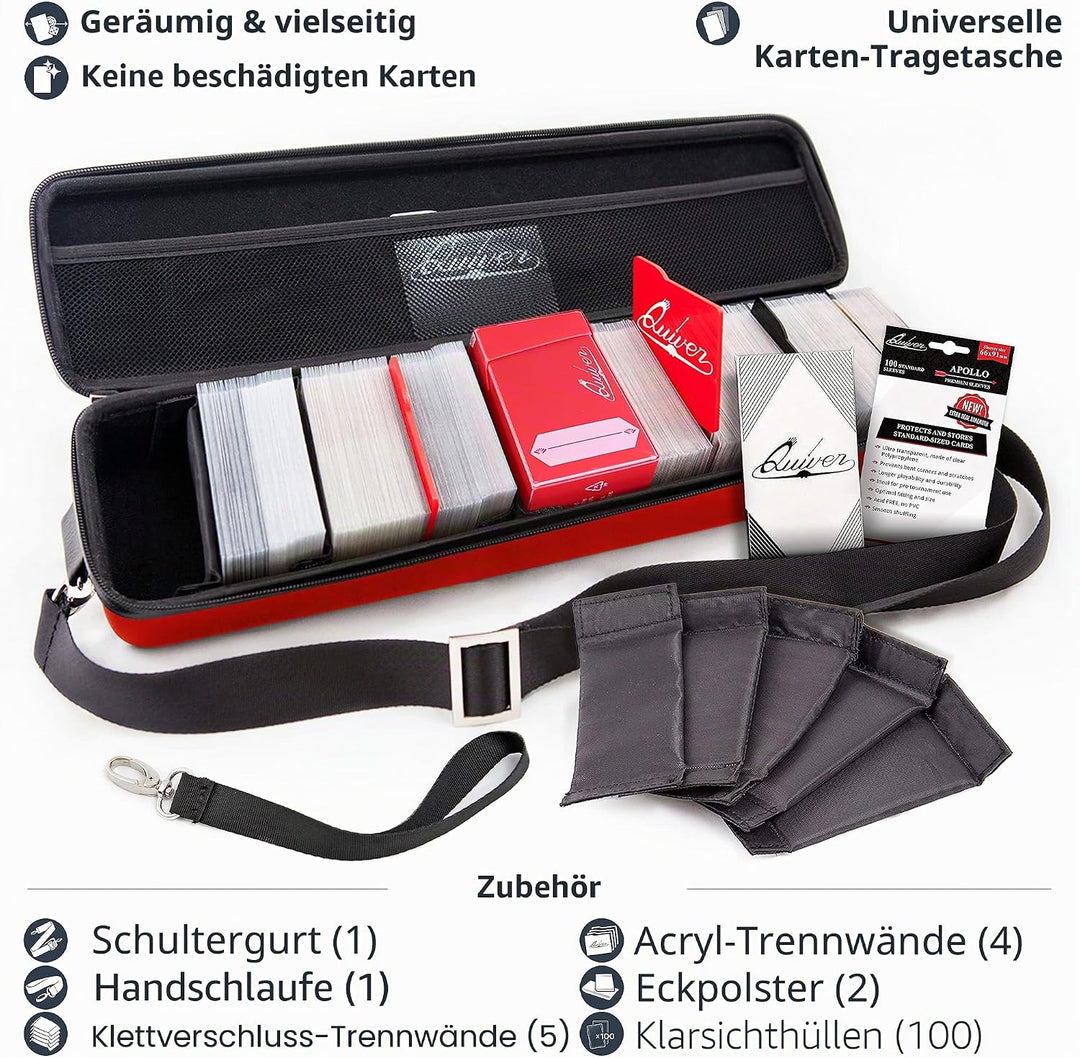 Quiver Time Red Quiver Card Carrying Case - Spielkartenetui Halter für Sammelkarten, MTG Karten Aufb
