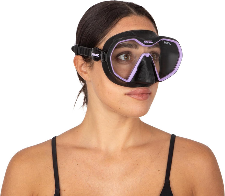Seac Icona, rahmenlose Einglas-Tauchmaske, 100% Made in Italy schwarz/violett, schwarz/violett
