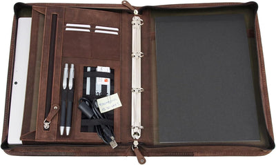 Pride and Soul 30125 - Ringbuchmappe A4 VIGGO, Schreibmappe mit Tablet-Fach, Businessmappe aus Leder