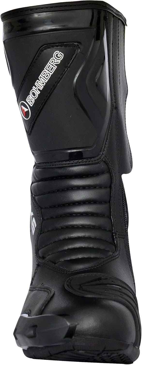 Bohmberg TX6 Herren Motorradstiefel, ergonomisch, Motorradschuhe aus stabilem Leder mit aufgesetzten