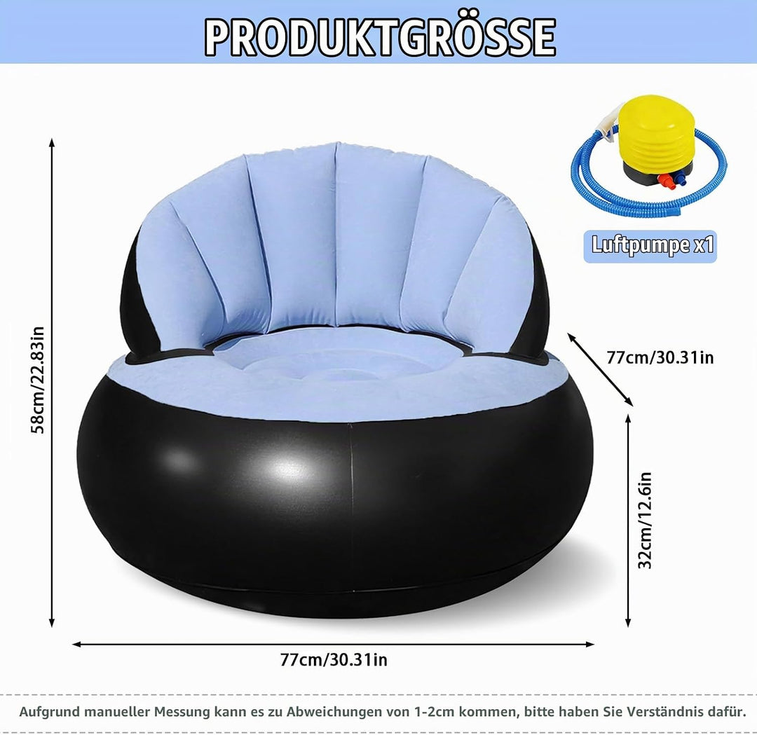 Aufblasbares Sofa, Wasserdichtes Aufblasbarer Sessel, Luftsofa mit Fusspumpe, Aufblasbare Couch mit