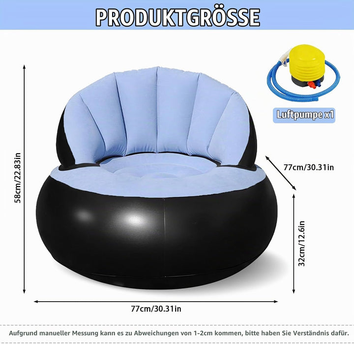 Aufblasbares Sofa, Wasserdichtes Aufblasbarer Sessel, Luftsofa mit Fusspumpe, Aufblasbare Couch mit