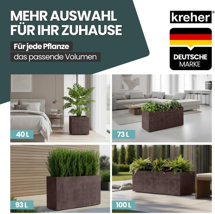 Kreher XL Pflanzkasten Millennium in verschiedenen Formaten und Farben. Tolle Naturstein Optik in Br
