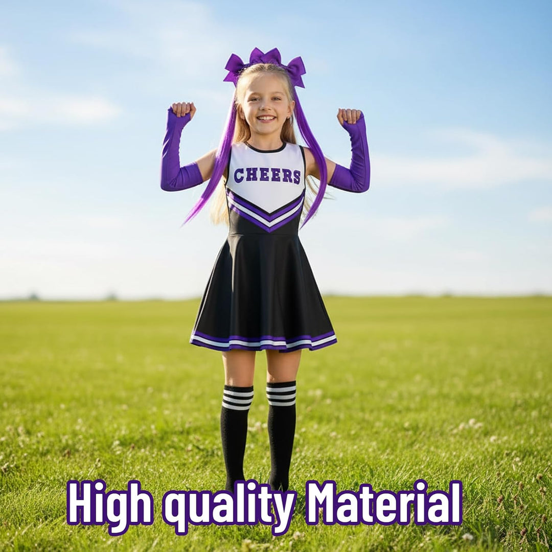 Cheerleader Kostüm Kinder, Cheerleading Outfit, 10 Stück Faschingskostüme Kinder für Komplettes Set