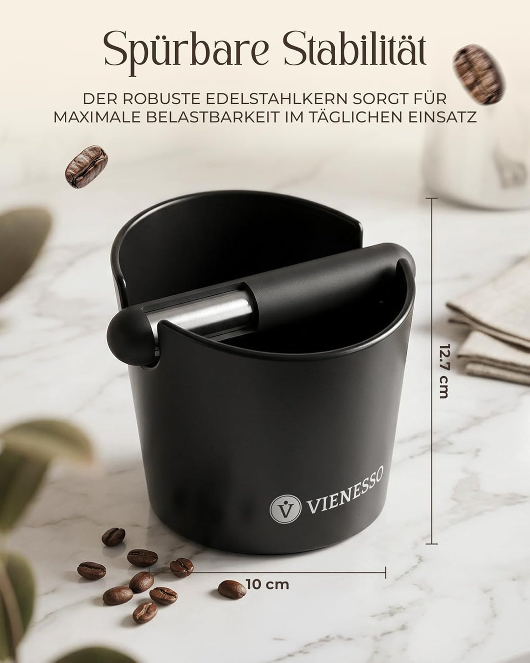 Abklopfbehälter für Siebträger | geräuschdämpfende Espresso Knock Box für Kaffeesatz – rutschfester