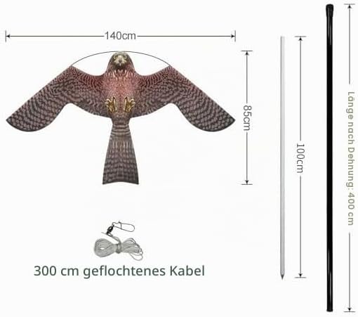 Flyonte Vogelschutz-Teleskop-Vogelscheuchen-Stil A-Drachen mit 4m ausziehbarer Stange Vogelabwehr-Dr
