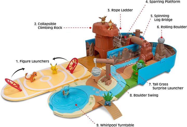 Pokémon PKW2836 - Tragbares Spielset - Wüstenarena, zusammenklappbare Spielwelt mit Pikachu Figur, a