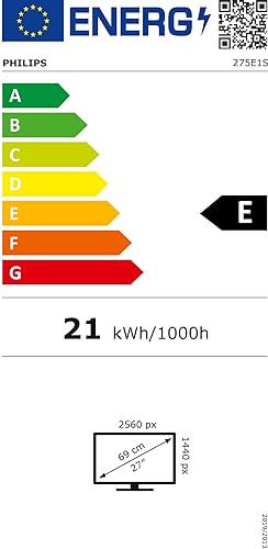 Philips 275E1S - 27 Zoll QHD Monitor, FreeSync (2560x1440, 75 Hz, VGA, HDMI, DisplayPort) schwarz