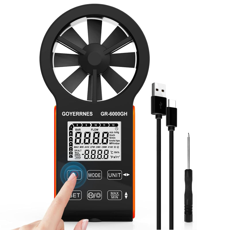 Handheld Windmesser Digitaler Anemometer,GR-6000GH Air Flow geschwindigkeits Windgeschwindigkeits CF