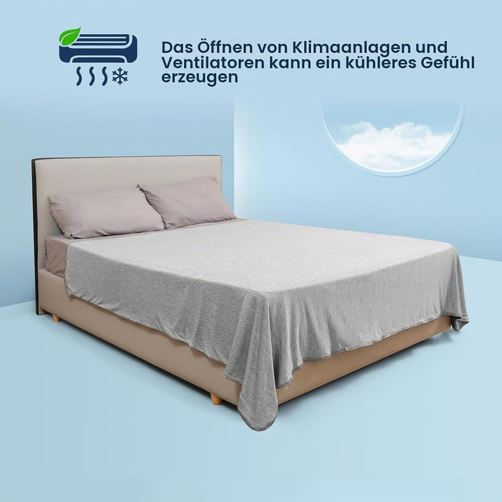 Kühldecke gegen Nachtschweiss, Sommerdecke Kühlwurf für Heiss schlafende Personen, Q-Max > 0,45 Kühl