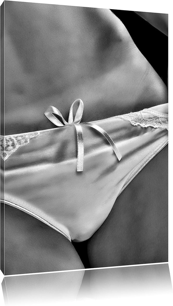 Pixxprint Sexy weisse Dessous als Leinwandbild/Grösse: 100x70 / Wandbild/Kunstdruck/fertig bespannt,