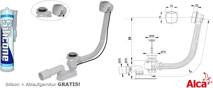 ECOLAM® Badewanne Sitzbadewanne Rechteck Acryl Aria Rehab mit Sitz weiss 120x70 cm + Schürze 2 x Han