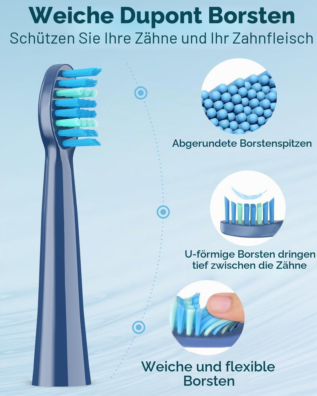 Sonic Elektrische Zahnbürste für Erwachsene und Kinder, wiederaufladbare Schallzahnbürste mit 8 Bürs