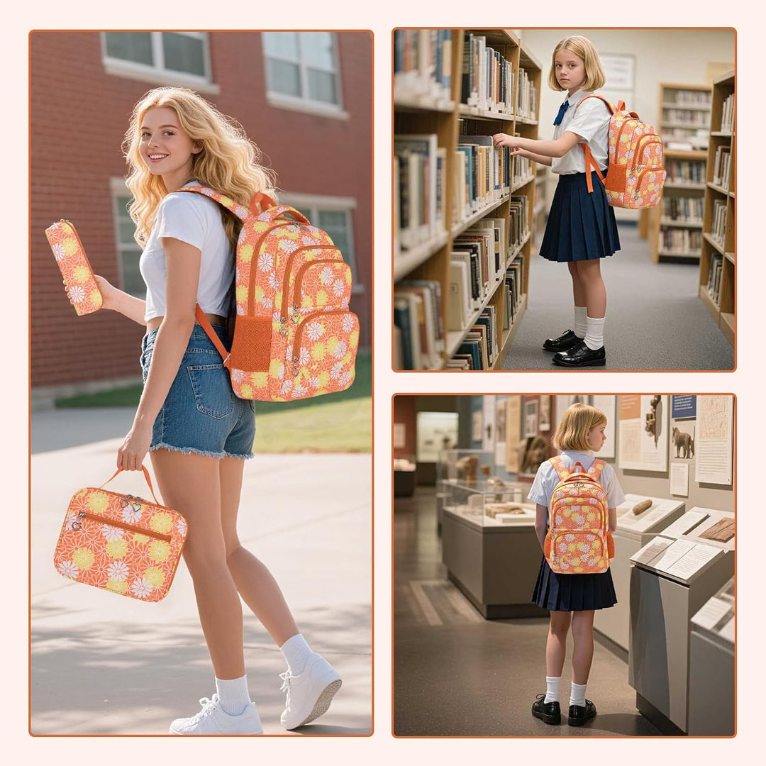 ZHIERNA Schulrucksack Mädchen Teenager Schule Rucksack Damen Schulranzen Kinder Schultasche mit Lunc