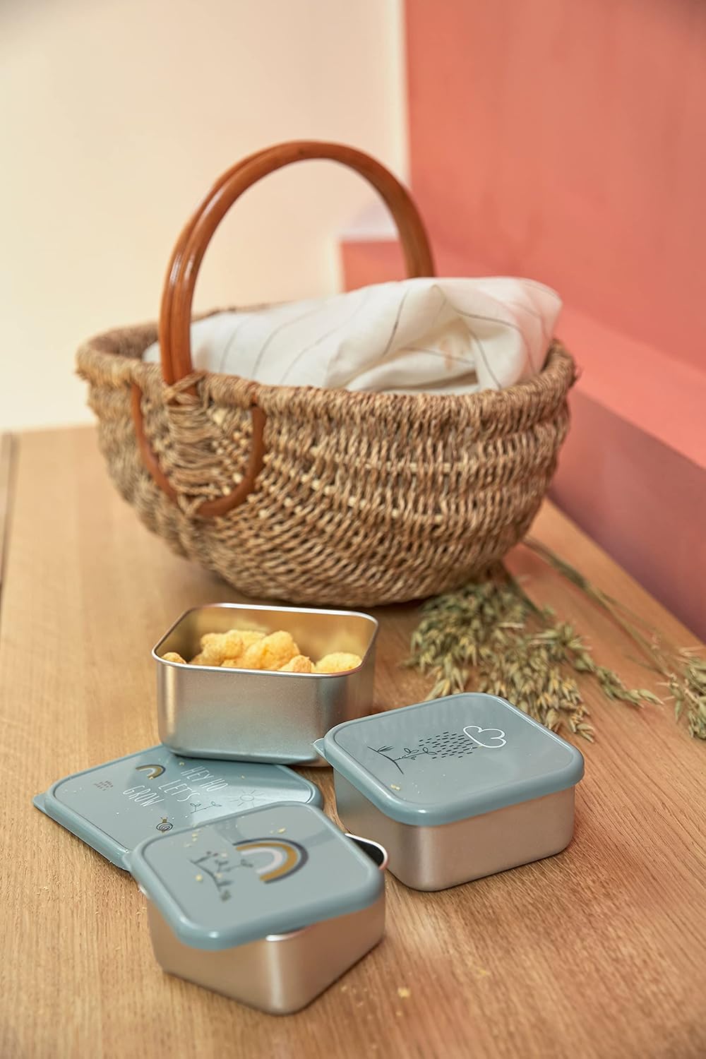 LÄSSIG Snackbox 3er Set Edelstahl 3 Stück Garden Explorer Grün, Gr&#xFC;n