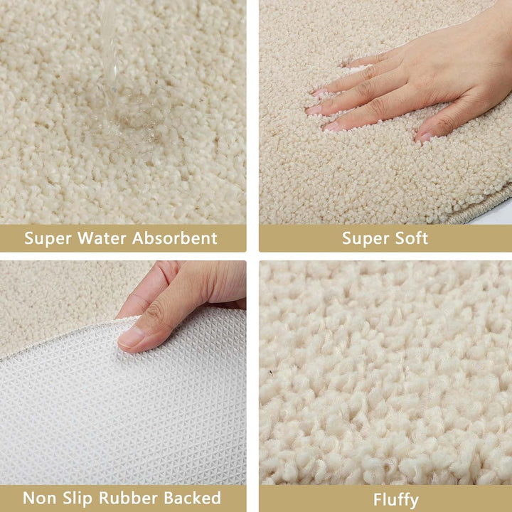Famibay Badezimmerteppich rutschfest Badematte Waschbar Badteppich Beige 80cm Runde Weiche Badvorleg