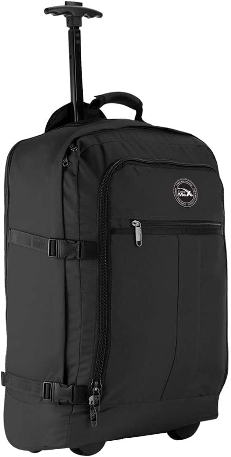 Cabin Max Handgepäck Trolley Reiserucksack Ryanair Handgepäck 55x40x20 44L Schwarz mit Rad 55 x 40 x