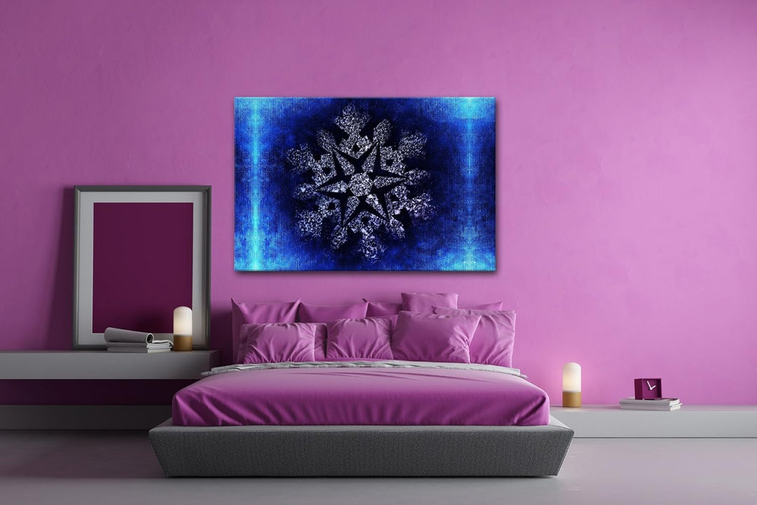 deyoli Abstrakte Schneeflocke Format: 80x60 als Leinwandbild, Motiv fertig gerahmt auf Echtholzrahme