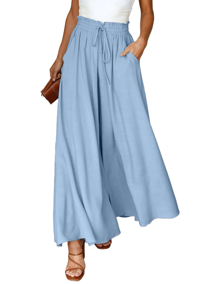 Dokotoo Sommerhose Damen Leicht Palazzo Hose Elegant Sommer High Waist Baggy Freizeithose Baumwolle