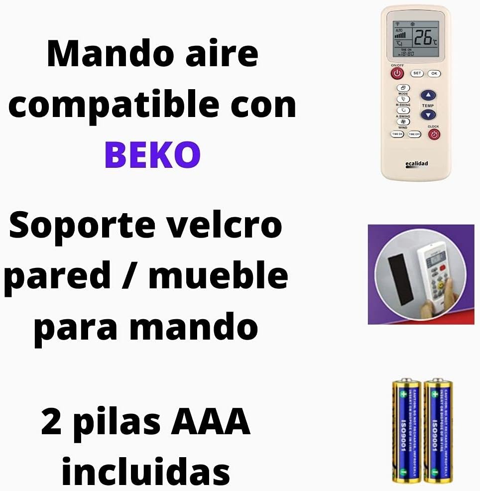 BEKO Beko Klimaanlagen-Fernbedienung, Halterung + Batterien im Lieferumfang enthalten, Fernbedienung