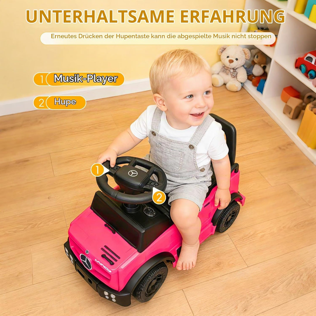 TCARAIWEN Kinder Rutschauto Mercedes-Benz Unimog Lizenz, Fuss-zu-Boden Rutscher für Kleinkinder 1-2