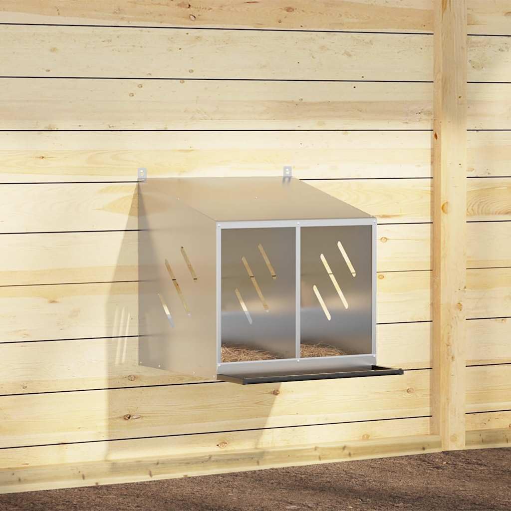 Verzinkter Hühner-Nistkasten mit 2 Fächern, wetterfester Stall aus Metall, Robustes Gehege für Hühne