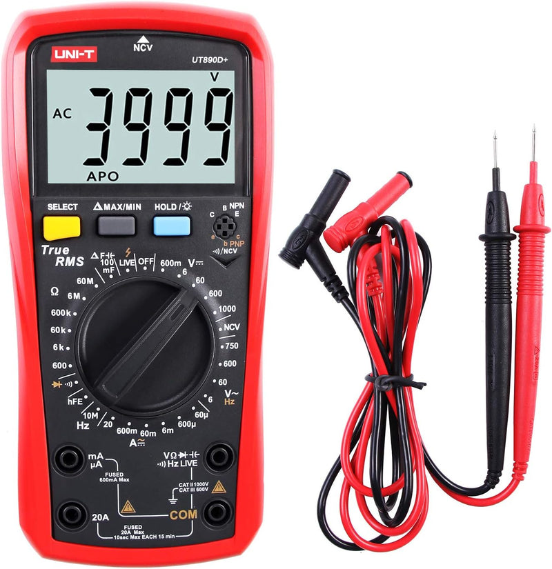 Multimeter UNI-T UT890D+ Effektivwert Voltmeter Amperemeter Ohmmeter AC/DC-Zählerstrom Spannungswide