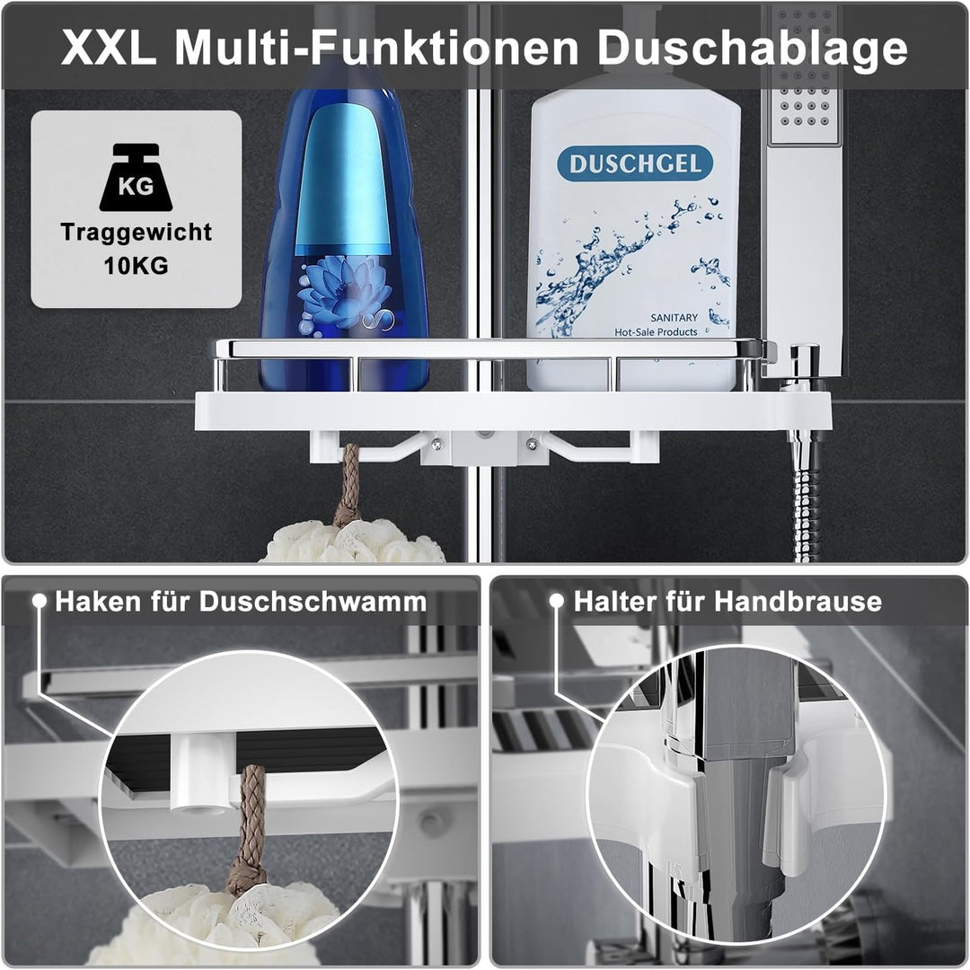 Görbach Regendusche Duschset Duschsystem mit Ablage Chrom ohne Duscharmatur (30x30) YT-3030CP-Ablage