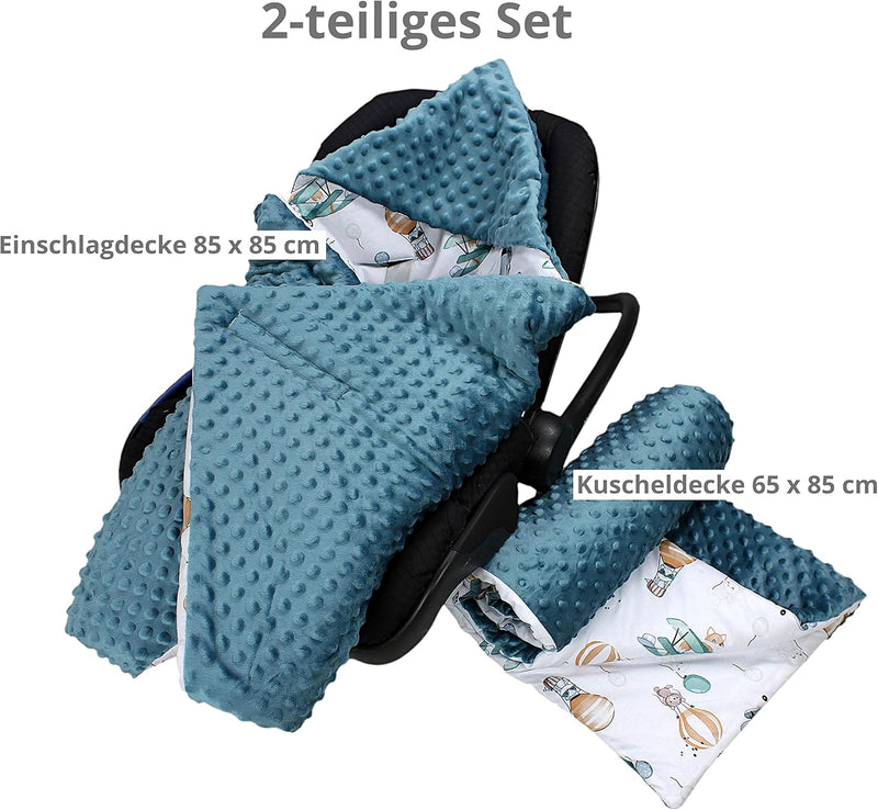 TupTam 2er Set Baby Decken Einschlagdecke 85x85 cm für Autositz Babyschale Babydecke Wiegendecke Min